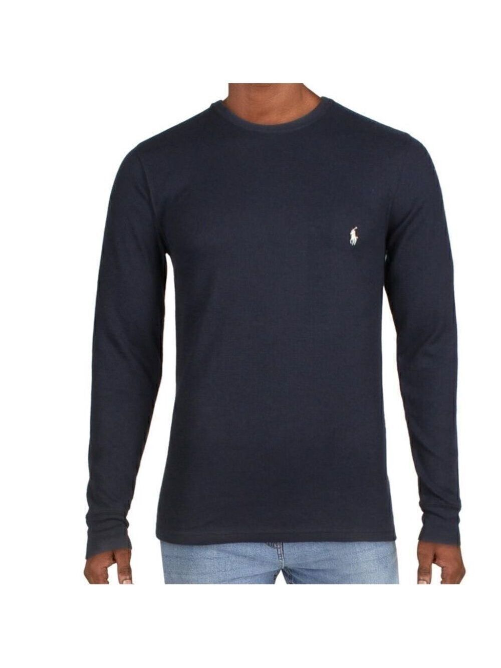 Polo Ralph Lauren Waffle Knit Crew Neck Sleepwear Navy Blue Cotton Polyester